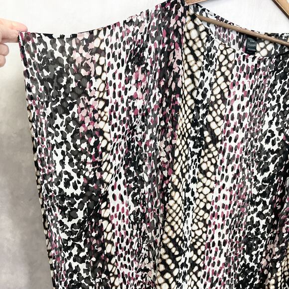 Bisou Bisou Women Tunic Top Poncho Size XLarge Animal Print Sheer Mob Wife Flowy - Picture 2 of 8
